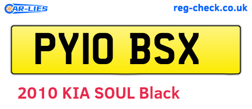PY10BSX are the vehicle registration plates.