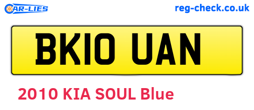 BK10UAN are the vehicle registration plates.