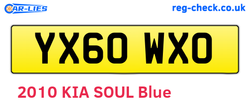 YX60WXO are the vehicle registration plates.