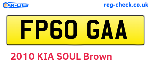 FP60GAA are the vehicle registration plates.