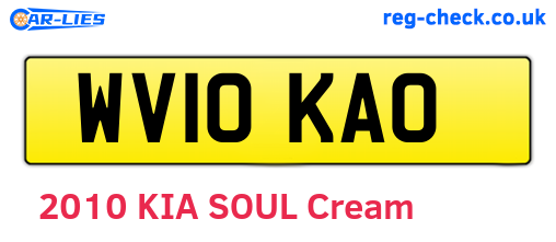 WV10KAO are the vehicle registration plates.