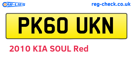 PK60UKN are the vehicle registration plates.