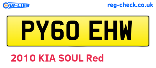 PY60EHW are the vehicle registration plates.