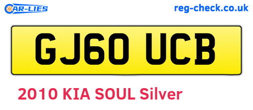 GJ60UCB are the vehicle registration plates.