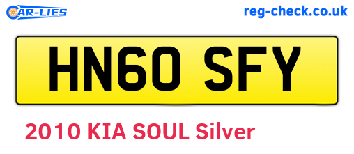 HN60SFY are the vehicle registration plates.