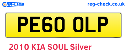 PE60OLP are the vehicle registration plates.