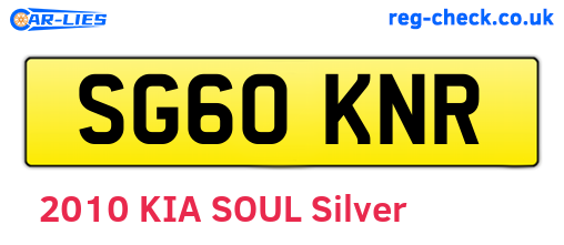 SG60KNR are the vehicle registration plates.