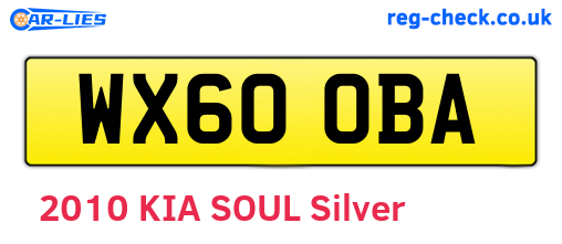 WX60OBA are the vehicle registration plates.