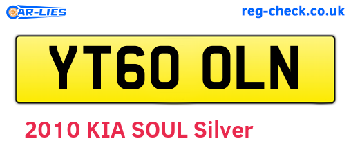 YT60OLN are the vehicle registration plates.