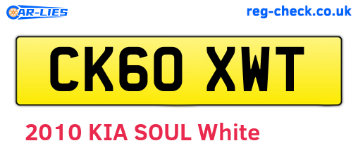 CK60XWT are the vehicle registration plates.