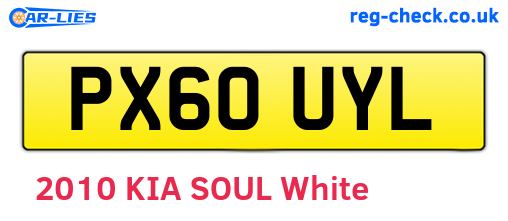 PX60UYL are the vehicle registration plates.