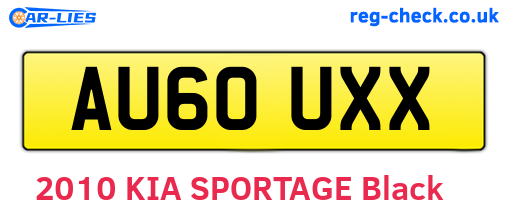 AU60UXX are the vehicle registration plates.