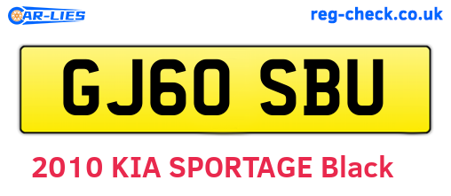 GJ60SBU are the vehicle registration plates.