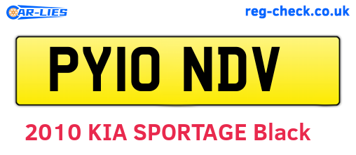 PY10NDV are the vehicle registration plates.