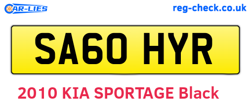 SA60HYR are the vehicle registration plates.