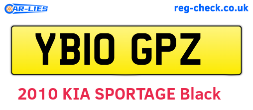 YB10GPZ are the vehicle registration plates.