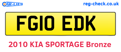 FG10EDK are the vehicle registration plates.