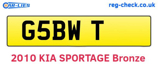 G5BWT are the vehicle registration plates.