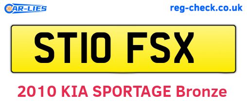 ST10FSX are the vehicle registration plates.
