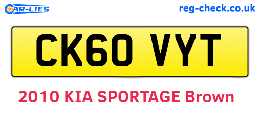 CK60VYT are the vehicle registration plates.