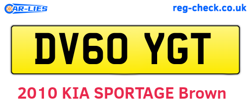 DV60YGT are the vehicle registration plates.