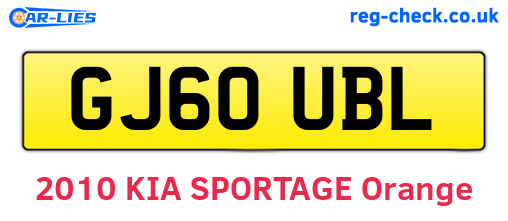 GJ60UBL are the vehicle registration plates.