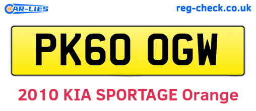 PK60OGW are the vehicle registration plates.