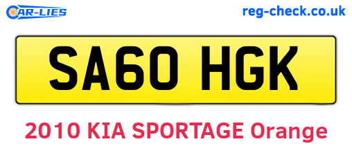 SA60HGK are the vehicle registration plates.