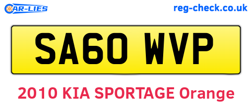SA60WVP are the vehicle registration plates.