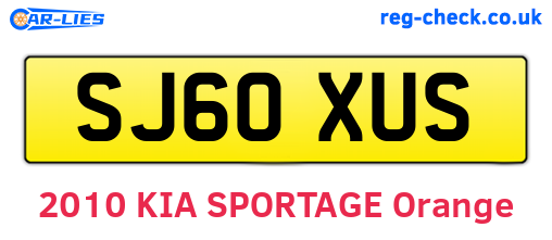 SJ60XUS are the vehicle registration plates.