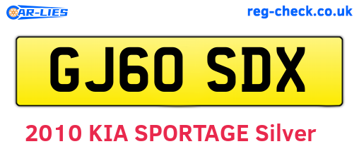 GJ60SDX are the vehicle registration plates.