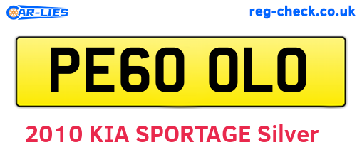 PE60OLO are the vehicle registration plates.