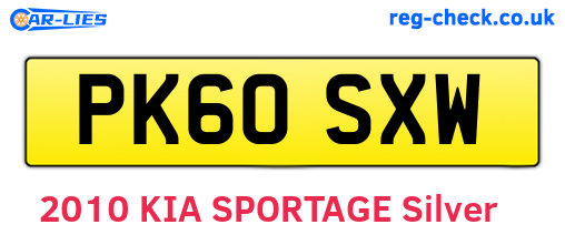 PK60SXW are the vehicle registration plates.