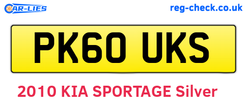 PK60UKS are the vehicle registration plates.