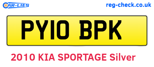 PY10BPK are the vehicle registration plates.