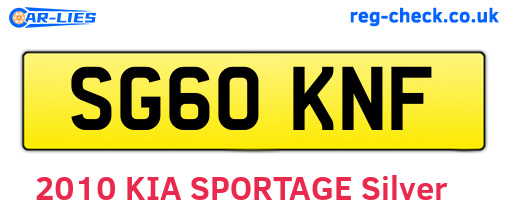 SG60KNF are the vehicle registration plates.
