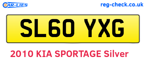 SL60YXG are the vehicle registration plates.