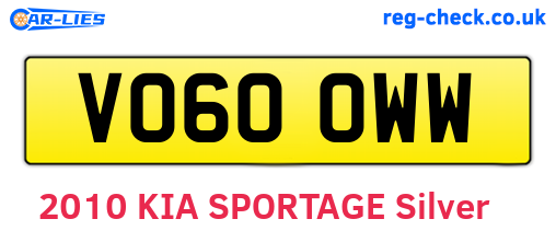 VO60OWW are the vehicle registration plates.