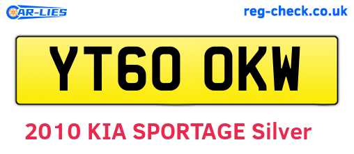 YT60OKW are the vehicle registration plates.