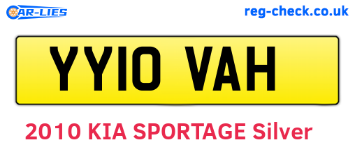 YY10VAH are the vehicle registration plates.