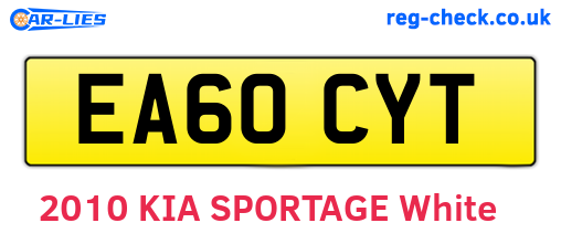 EA60CYT are the vehicle registration plates.