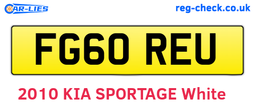 FG60REU are the vehicle registration plates.