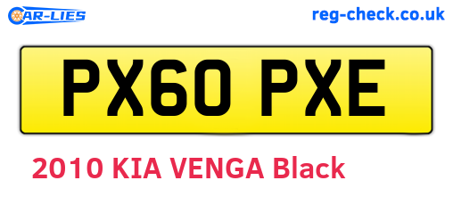 PX60PXE are the vehicle registration plates.