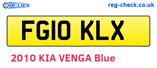 FG10KLX are the vehicle registration plates.