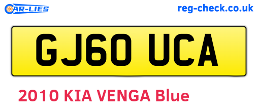 GJ60UCA are the vehicle registration plates.