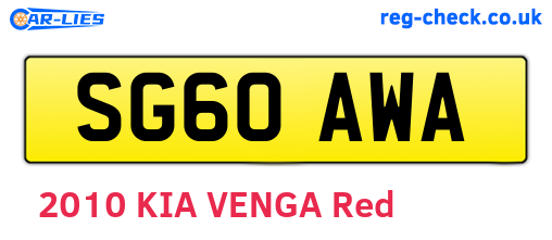 SG60AWA are the vehicle registration plates.