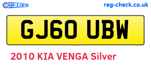 GJ60UBW are the vehicle registration plates.