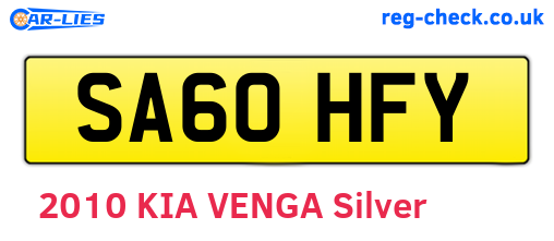 SA60HFY are the vehicle registration plates.