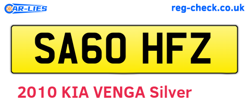 SA60HFZ are the vehicle registration plates.