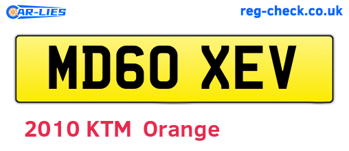 MD60XEV are the vehicle registration plates.